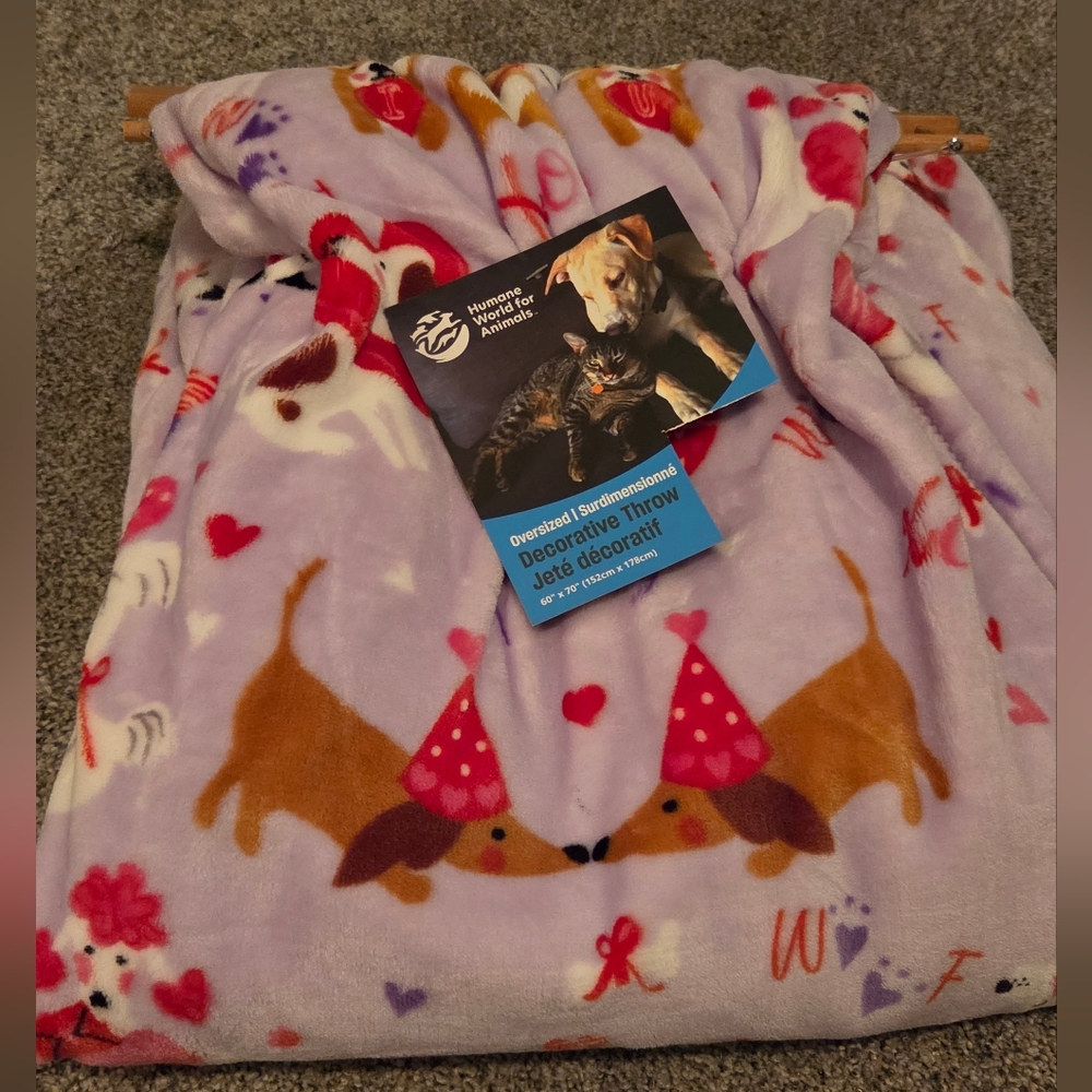 Lavender Dog Love Oversized Plush Throw Blanket 60x70